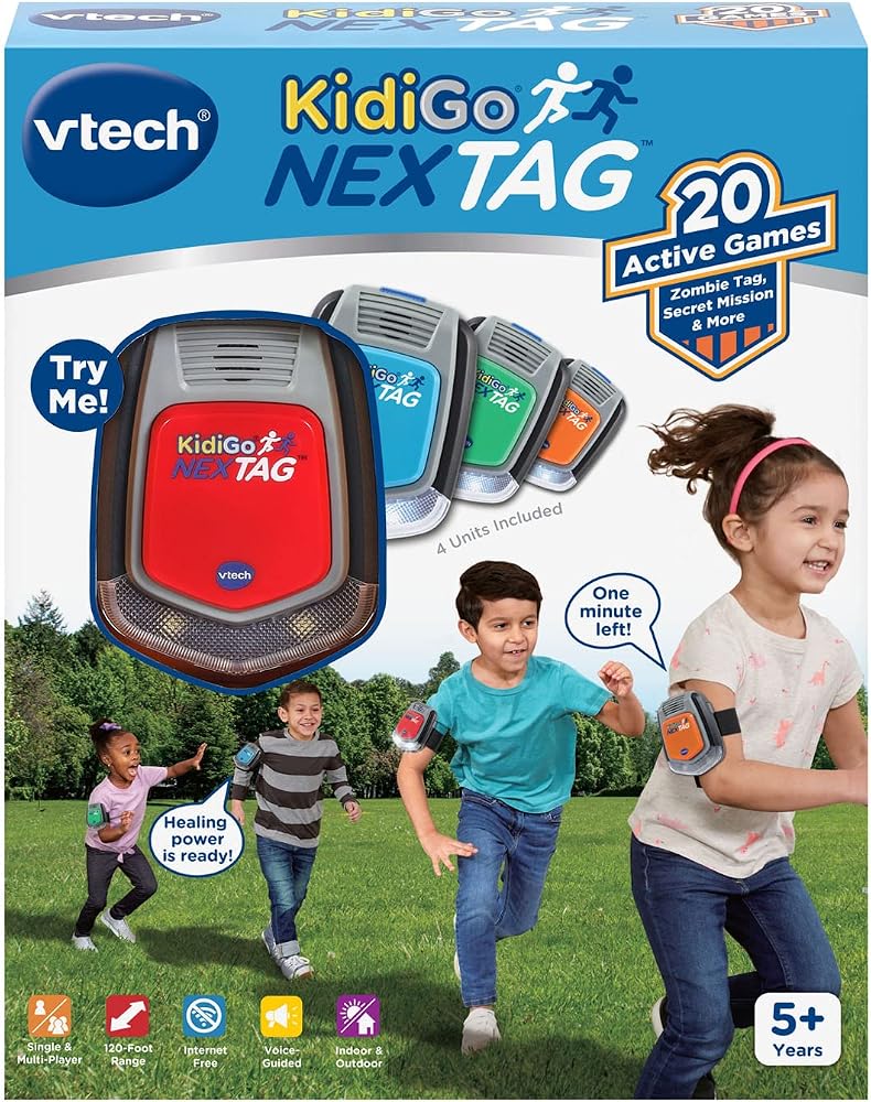 VTech - KidiGo NexTag Includes 4 units, Play over 20+ Games Indoor & Outdoor Game, 120 foot Range Between Units Electronic gaming device For Boys And Girls 5+ Years - Image 1