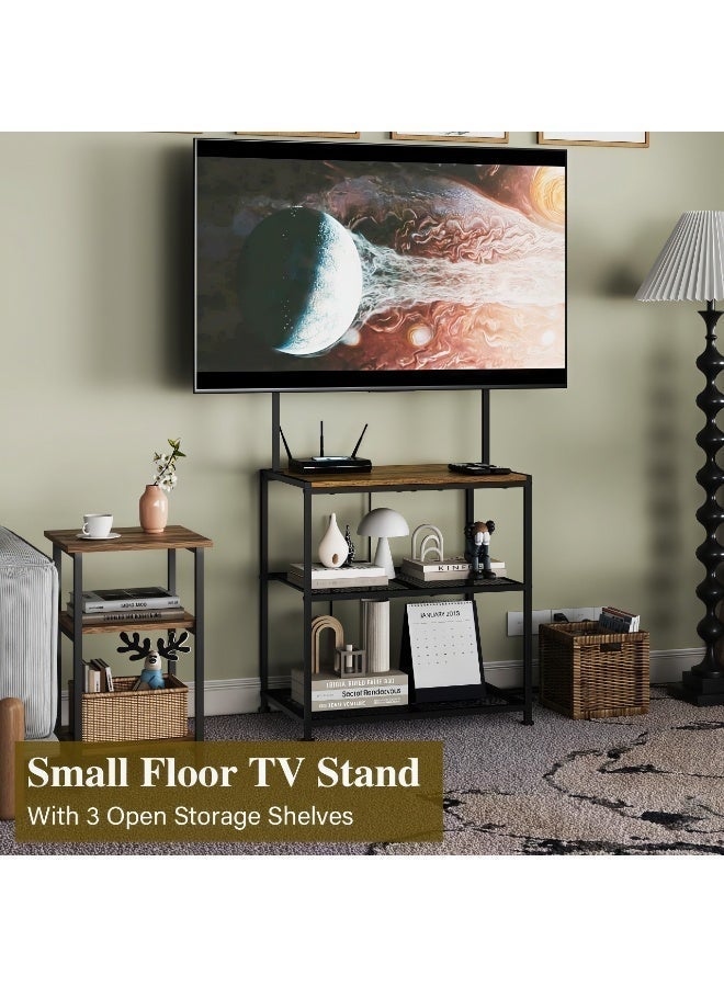 FlashHawk Floor TV Stand with Storage Shelves for 23 32 43 50 Inch TV | Corner TV Table | TV Stand with Mount for Majlis Bedroom Gaming Room - Rustic Brown - Image 3