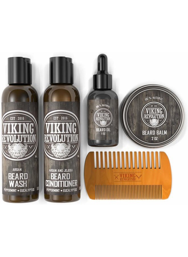 Viking Revolution Ultimate Beard Care Conditioner Kit - Beard Grooming Kit for Men Softens, Smoothes and Soothes Beard Itch- Contains Beard Wash & Conditioner, Beard Oil, Beard Balm and Beard Comb- Classic Set  - Image 3