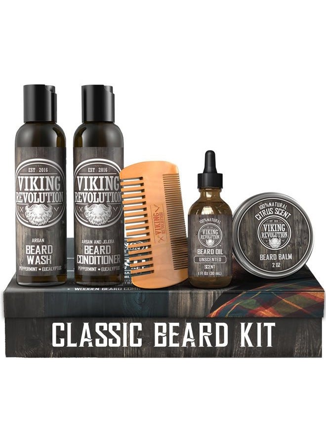 Viking Revolution Ultimate Beard Care Conditioner Kit - Beard Grooming Kit for Men Softens, Smoothes and Soothes Beard Itch- Contains Beard Wash & Conditioner, Beard Oil, Beard Balm and Beard Comb- Classic Set  - Image 2
