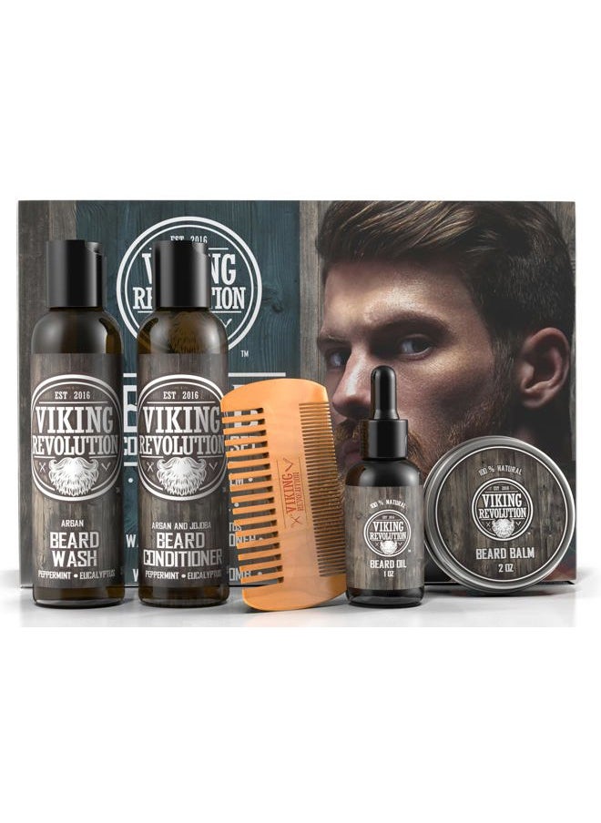 Viking Revolution Ultimate Beard Care Conditioner Kit - Beard Grooming Kit for Men Softens, Smoothes and Soothes Beard Itch- Contains Beard Wash & Conditioner, Beard Oil, Beard Balm and Beard Comb- Classic Set  - Image 1