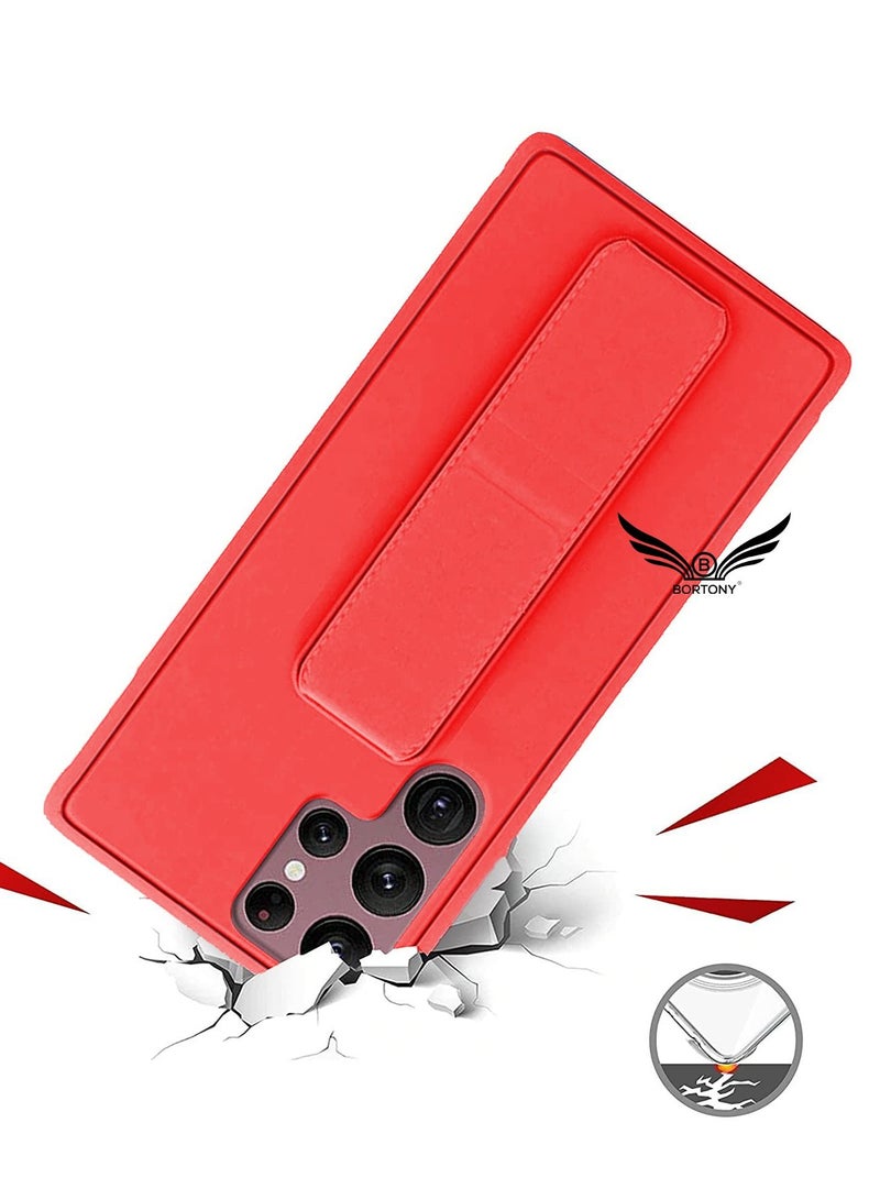 BORTONY Premium Silicone Hand Strap Grip, Car Mount Kickstand And Finger Grip Case Cover For Samsung Galaxy S22 Ultra - Image 4