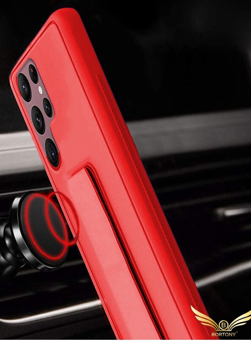 BORTONY Premium Silicone Hand Strap Grip, Car Mount Kickstand And Finger Grip Case Cover For Samsung Galaxy S22 Ultra - Image 2