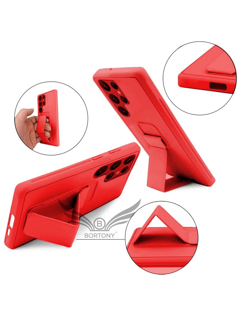 BORTONY Premium Silicone Hand Strap Grip, Car Mount Kickstand And Finger Grip Case Cover For Samsung Galaxy S22 Ultra - Image 3