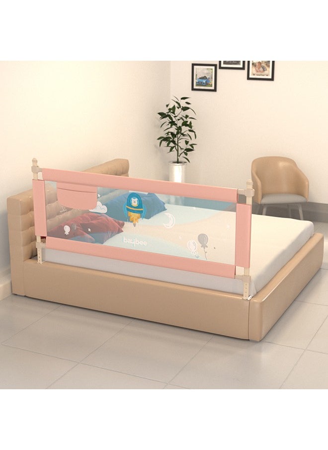 BAYBEE Bed Rail Guard Barrier For Baby Portable Safety Foldable Adjustable Height Falling Protector Fence Bedrail Single Side For Toddler 180 X 63Cm Pink  - Image 1