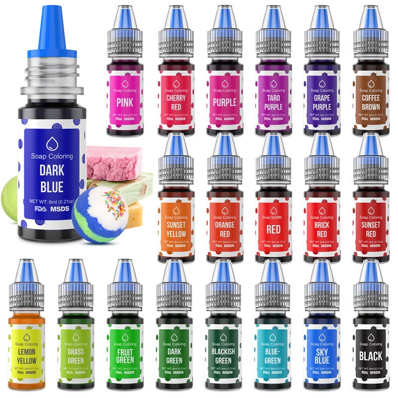 Wayin 20 Colors Bath Bomb Soap Dye - Wayin Food Grade Skin Safe Liquid Based Colorant, Vibrant Concentrated Neon Soap Coloring for Soap Making DIY Bath Bomb Kit Bath Salt Crafting Slime Clay - Image 1