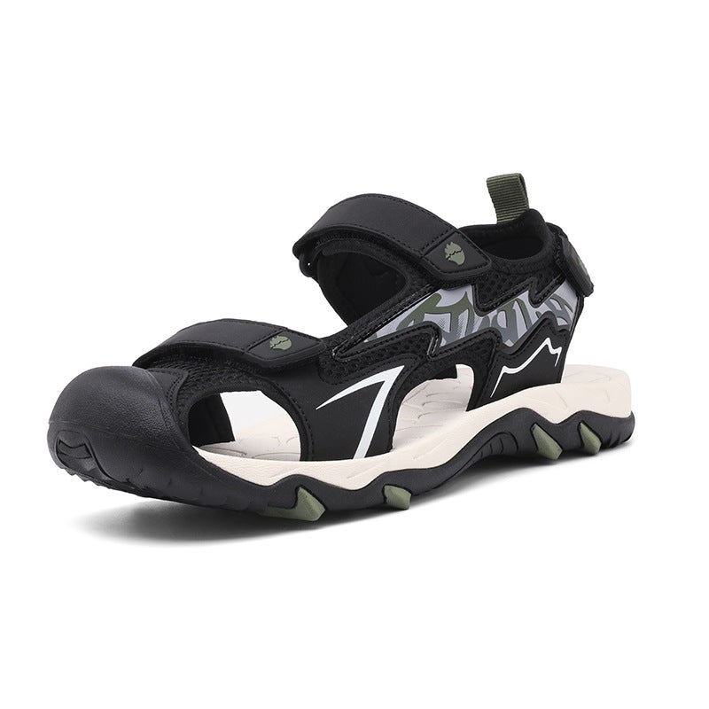 Teenager Outdoor Hollow-Out Baotou Sandals 2025 Summer Breathable Non-Slip Beach Shoes Men'S Middle And Big Kids Casual Shoes - Image 1