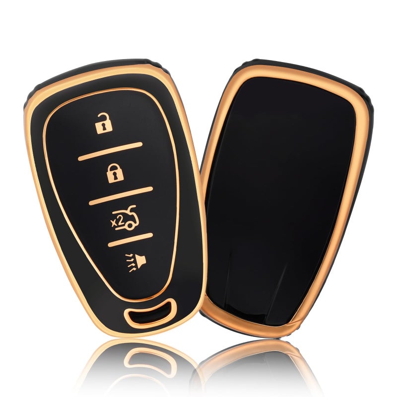 غطاء مفتاح OFFCURVE لسيارة شيفروليه - غلاف كامل من TPU لحماية 2016 2017 2018 2019 2020 شيفروليه ماليبو كامارو كروز ترافيرس سبارك إكوينوكس سونيك فولت بولت ملحقات السيارة 4 أزرار أسود