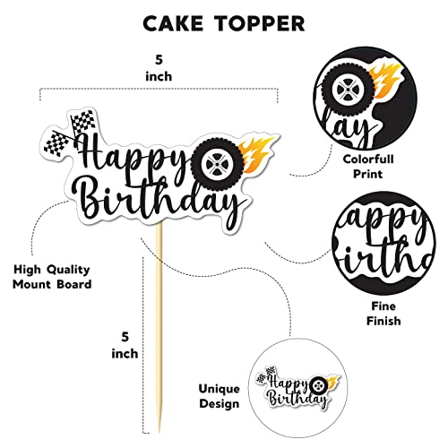 Festiko®Race Car Birthday Decorations for Kids Boys Let's go Racing Party Supplies with Cake Topper - Image 2