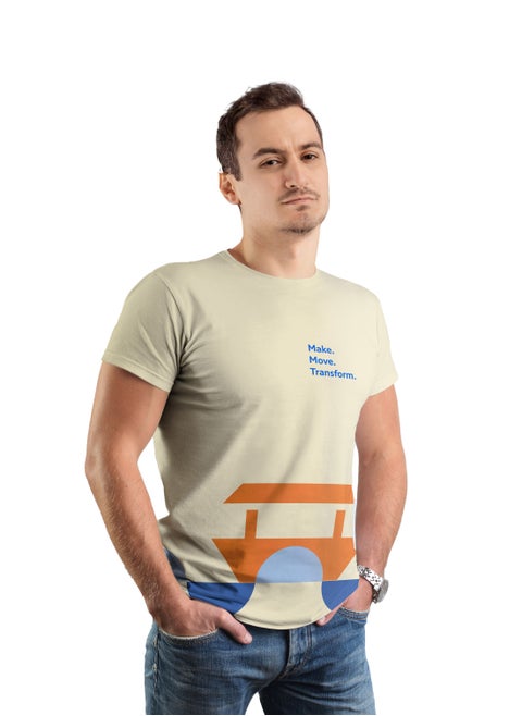 RTA T-Shirt – Beige Make, Move & Transform | Premium 40s PC Interlock Fabric with Bio-Wash Silicon Finish | Stylish & Comfortable