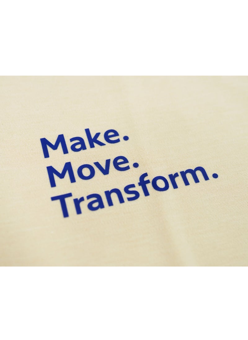 RTA T-Shirt – Beige Make, Move & Transform | Premium 40s PC Interlock Fabric with Bio-Wash Silicon Finish | Stylish & Comfortable