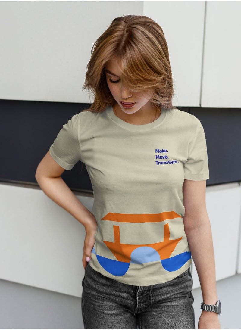 RTA T-Shirt – Beige Make, Move & Transform | Premium 40s PC Interlock Fabric with Bio-Wash Silicon Finish | Stylish & Comfortable