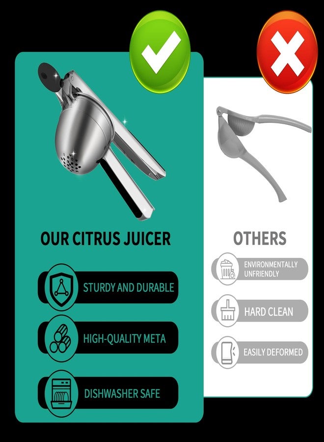 Minteem Large Stainless Steel Lemon Squeezer, Lime and Citrus Juicer with Silicone Handles, Sturdy Max Extraction Hand Juicer Lemon Squeezer Gets Every Last Drop, Black - Image 2