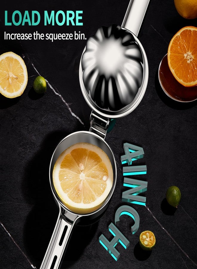 Minteem Large Stainless Steel Lemon Squeezer, Lime and Citrus Juicer with Silicone Handles, Sturdy Max Extraction Hand Juicer Lemon Squeezer Gets Every Last Drop, Black - Image 4