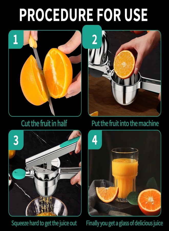 Minteem Large Stainless Steel Lemon Squeezer, Lime and Citrus Juicer with Silicone Handles, Sturdy Max Extraction Hand Juicer Lemon Squeezer Gets Every Last Drop, Black - Image 3