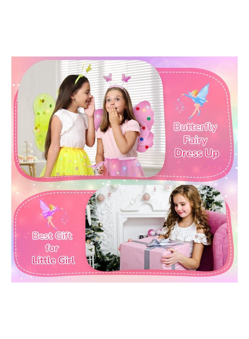 Excefore Light Up Fairy Costume Set, 4Pcs Includes LED Tutu Skirt, erfly Fairy Wings erfly Wand, Headband,  Wings erfly Wings Costume, for  Costume Birthday Party Decoration - Image 3
