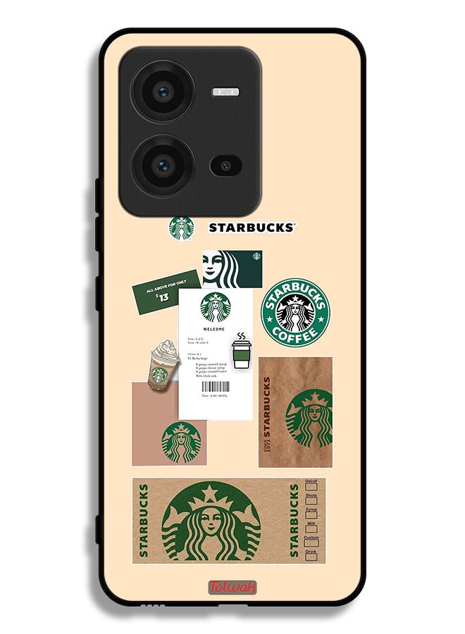 Tolwak Vivo V25 5G Protective Case Cover Coffee Sticker - Image 2