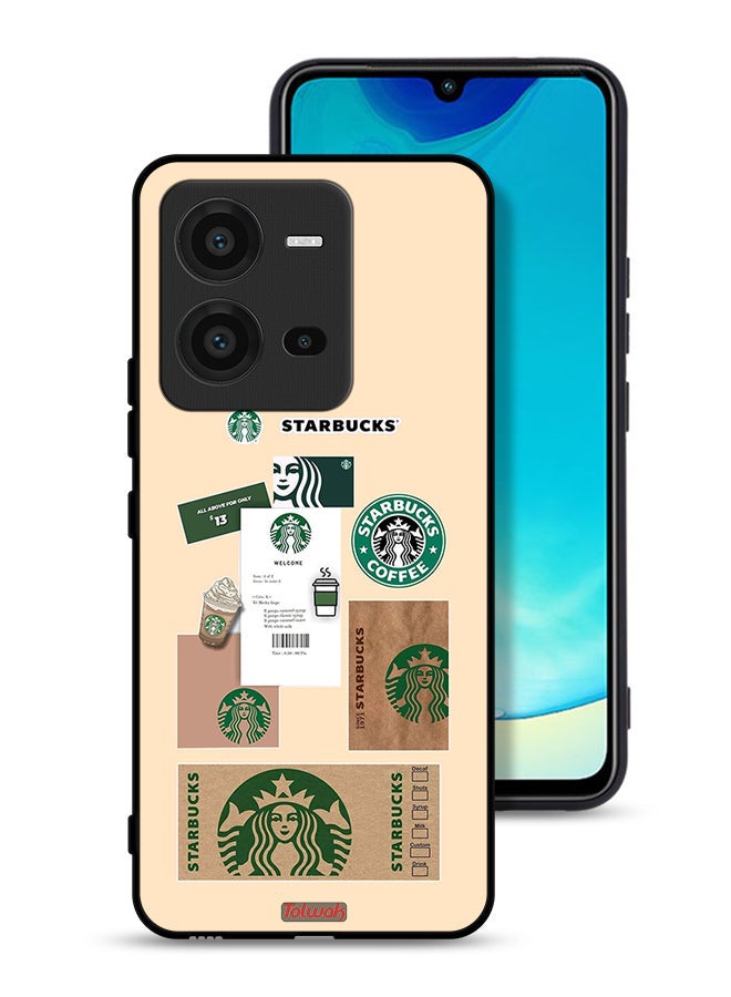 Tolwak Vivo V25 5G Protective Case Cover Coffee Sticker - Image 1