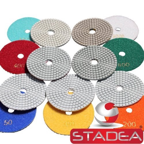 STADEA وسادات تلميع الماس الرطبة والجافة 4 بوصة - لتلميع الجرانيت والخرسانة والترافرتين والرخام مجموعة 7 قطع من STADEA - Image 2
