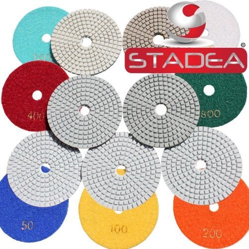 STADEA وسادات تلميع الماس الرطبة والجافة 4 بوصة - لتلميع الجرانيت والخرسانة والترافرتين والرخام مجموعة 7 قطع من STADEA - Image 4