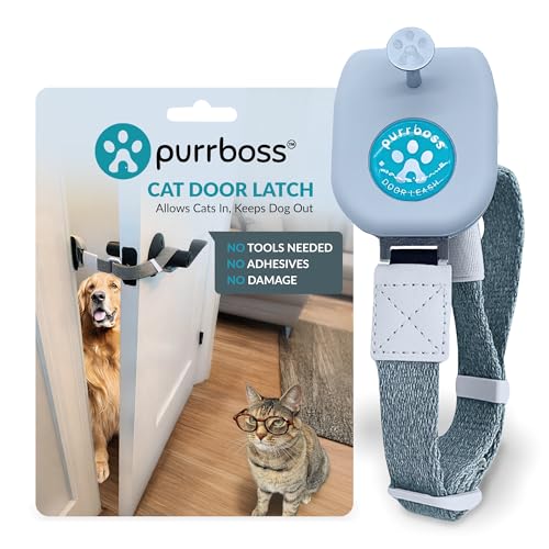 Purrboss Adjustable Cat Door Latch to Keep Rooms Accessible for Pets DogProof Pet Gate Alternative for Feeding Litter Box Areas Strongest Portable No Tools or Adhesives - Image 1