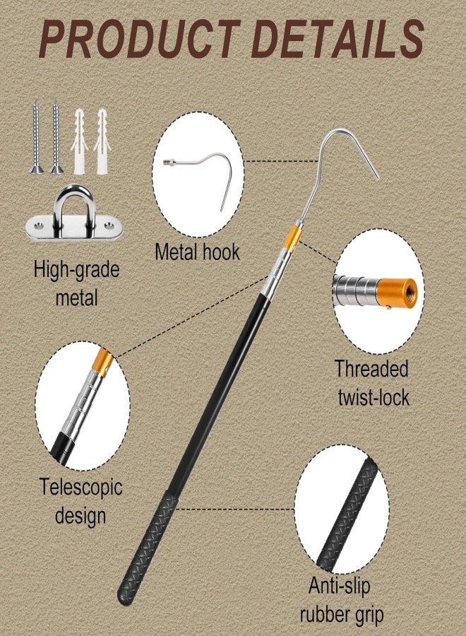 Attic Pull Down Hook-Ladder Pull Down System Kit Includes 1 Attic Extension Rod up to 40 Inches and Storage Hook Handle Parts Tool - Image 5