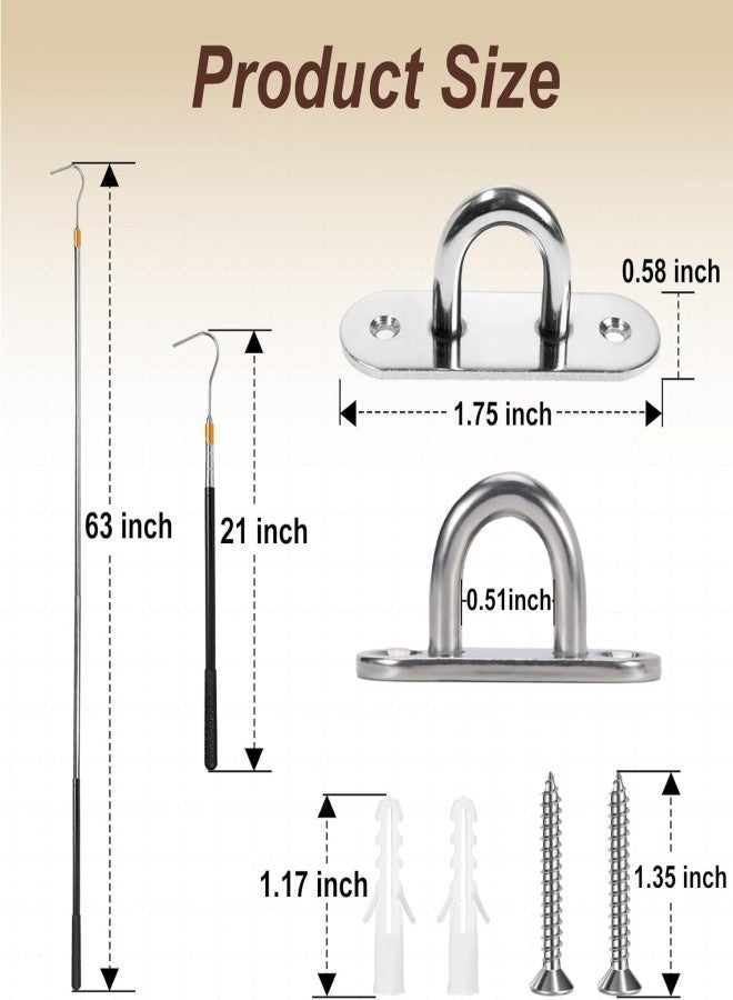Attic Pull Down Hook-Ladder Pull Down System Kit Includes 1 Attic Extension Rod up to 40 Inches and Storage Hook Handle Parts Tool - Image 2