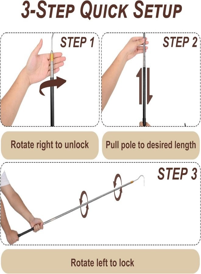 Attic Pull Down Hook-Ladder Pull Down System Kit Includes 1 Attic Extension Rod up to 40 Inches and Storage Hook Handle Parts Tool - Image 4