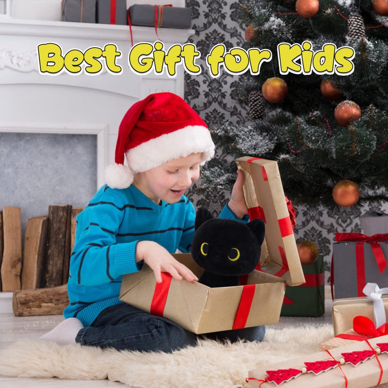 LSYDCARM Black Cat Plush, 8inch Cute Cat Stuffed Animals Plushies for Girls, Kawaii Kitten Plushie Soft Cuddle Pillow for Kids, Birthday Gift for Kids Boys Girls, Easter Gifts - Image 5