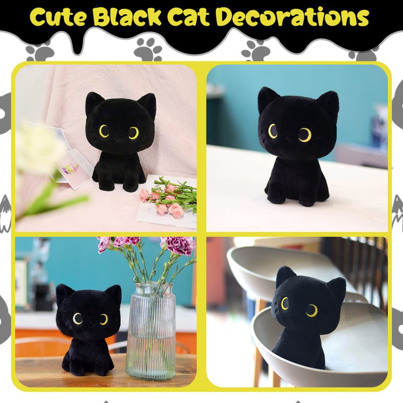 LSYDCARM Black Cat Plush, 8inch Cute Cat Stuffed Animals Plushies for Girls, Kawaii Kitten Plushie Soft Cuddle Pillow for Kids, Birthday Gift for Kids Boys Girls, Easter Gifts - Image 4