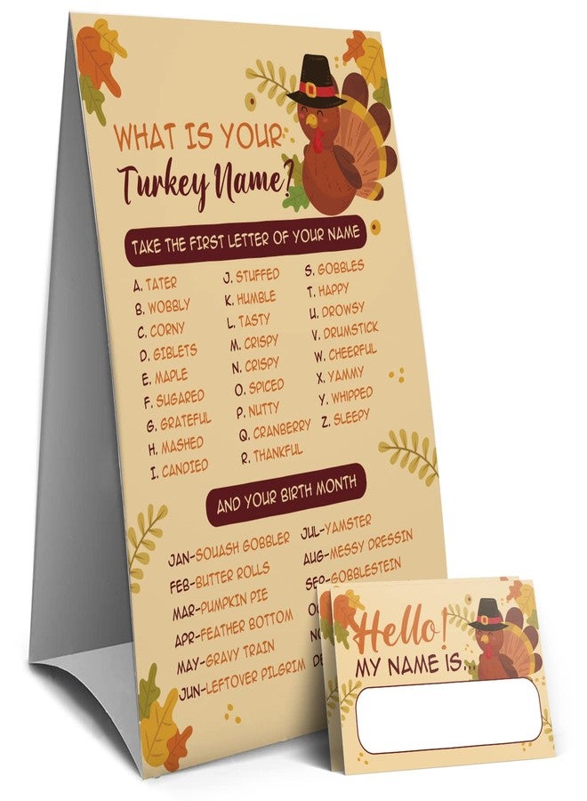 Muruseni Thanksgiving Games Sign - What's Your Turkey Name, Thanksgiving Activities for Family, Fall Party Games (2C) - Image 1
