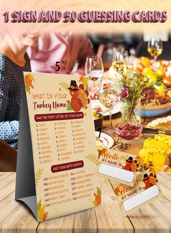 Muruseni Thanksgiving Games Sign - What's Your Turkey Name, Thanksgiving Activities for Family, Fall Party Games (2C) - Image 3