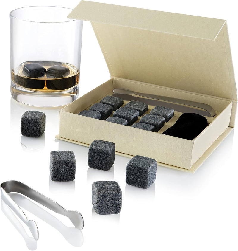 Quiseen Set of 9 Grey Beverage Chilling Stones [Chill Rocks] Whiskey Stones for Whiskey and Other Beverages - in Gift Box with Velvet Carrying Pouch - Made of 100% Pure Soapstone - by - Image 4