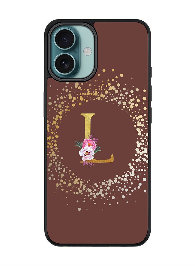 Stylizedd For iPhone 16 Plus Case [Compatible with MagSafe] Slim Magnetic cover Phone Case iPhone 16 Plus -Custom Monogram Floral - L (Brown ) - Image 1