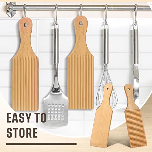Newtay 3 Pcs Gnocchi Boards and Wooden Butter Paddles for Rolling Dough 9.1 x 2.8 in Gnocchi Paddle Pasta Making Tools Roller for Home Restaurant Kitchen Noodle Pasta Christmas Housewarming Gift - Image 5