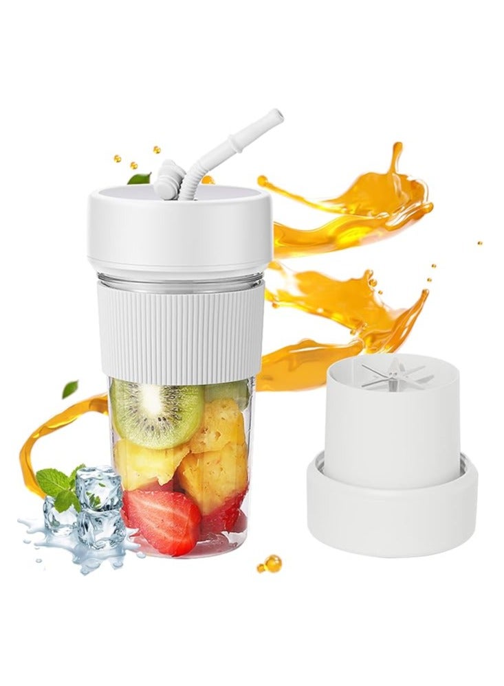 Arabest Mini Portable Blender Cup and Travel Lid,11.83 OZ BPA-Free Personal Blender,with USB Charging, Type-c Charging Port,Makes Smoothies and Shakes Creamy, Fruit Juicer for Kitchen, Travel, Gym White - Image 1