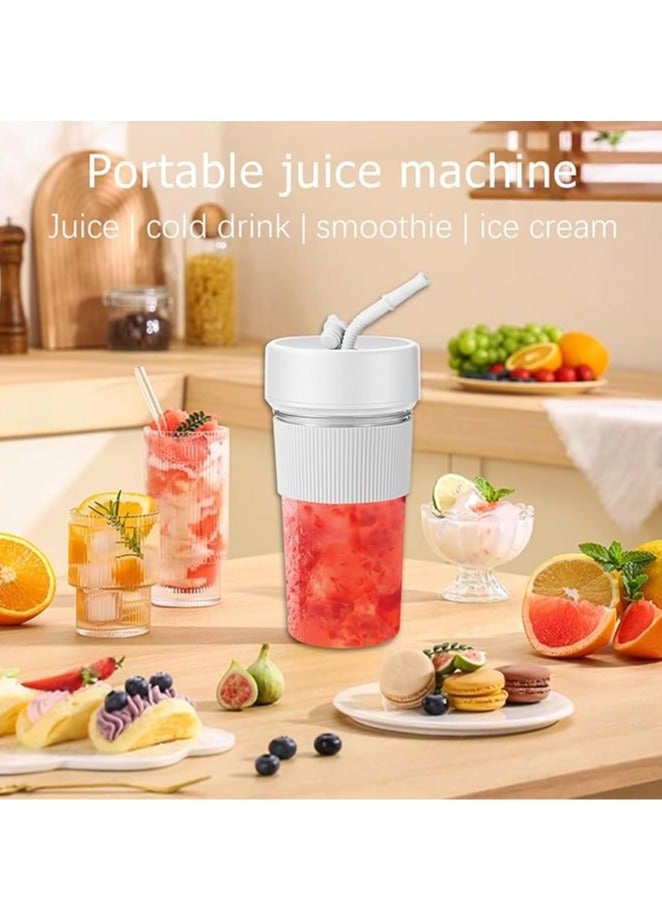 Arabest Mini Portable Blender Cup and Travel Lid,11.83 OZ BPA-Free Personal Blender,with USB Charging, Type-c Charging Port,Makes Smoothies and Shakes Creamy, Fruit Juicer for Kitchen, Travel, Gym White - Image 3