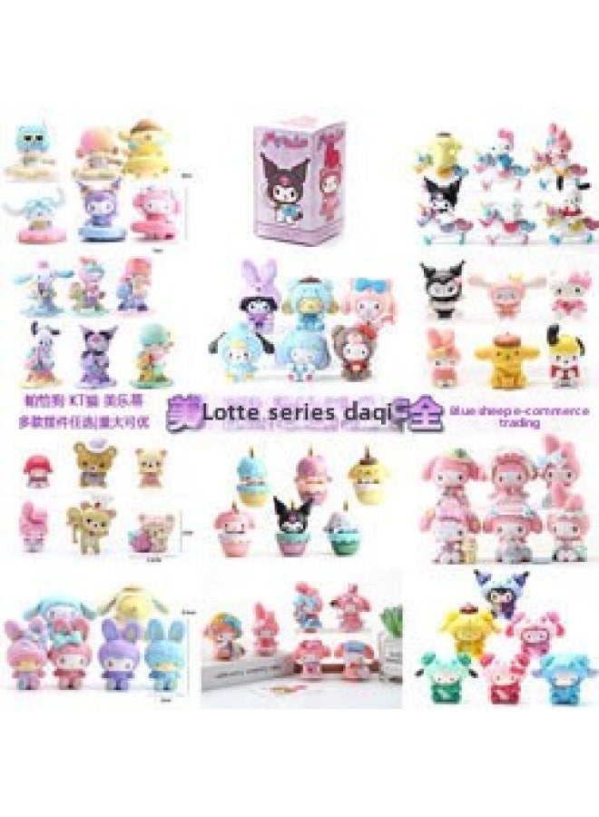 Hand-held Japanese Cartoon Sheep Melody KT Cat Hand-held Cute Kulomi Dog Car Model Hand-held Pendulum-Color:2nd Generation Melody 6-piece Set (pvc) - Image 2