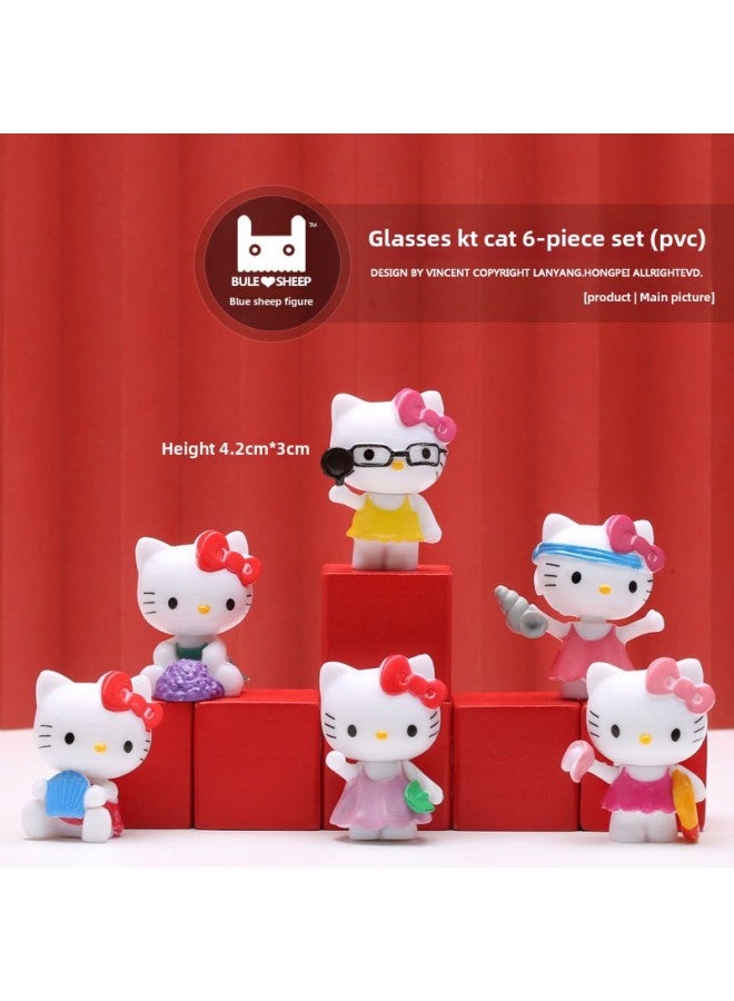 Hand-held Japanese Cartoon Sheep Melody KT Cat Hand-held Cute Kulomi Dog Car Model Hand-held Pendulum-Color:2nd Generation Melody 6-piece Set (pvc) - Image 5