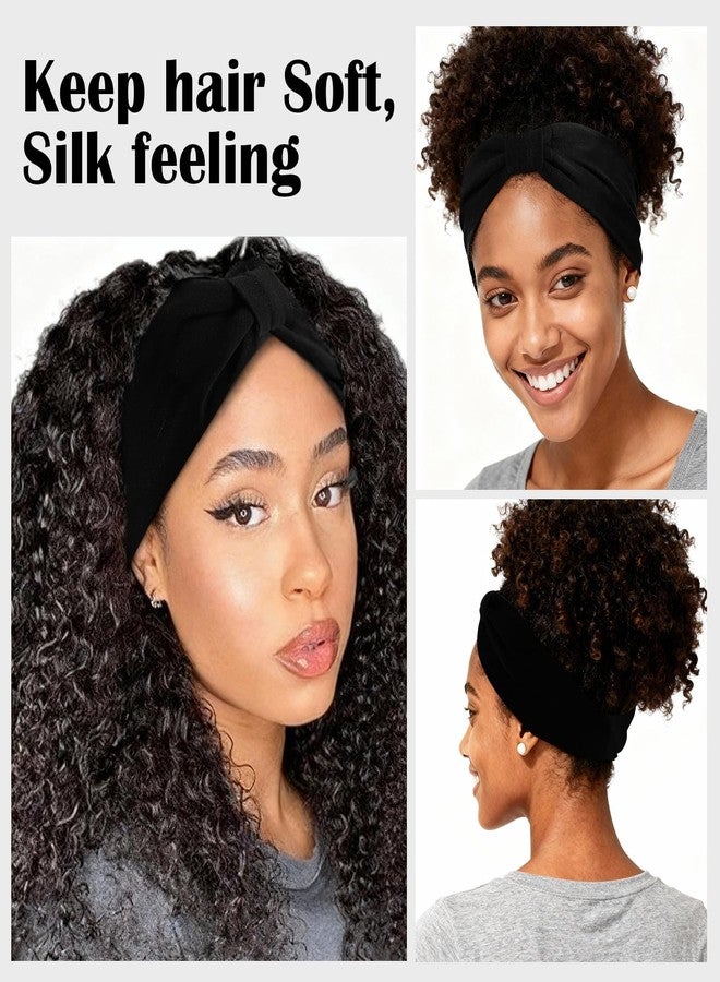 Funnysoft 3 Pcs Satin Lined Headbands for Women Black Fashion Head Wraps Turban Headbands for Thick Women Hair - Image 4