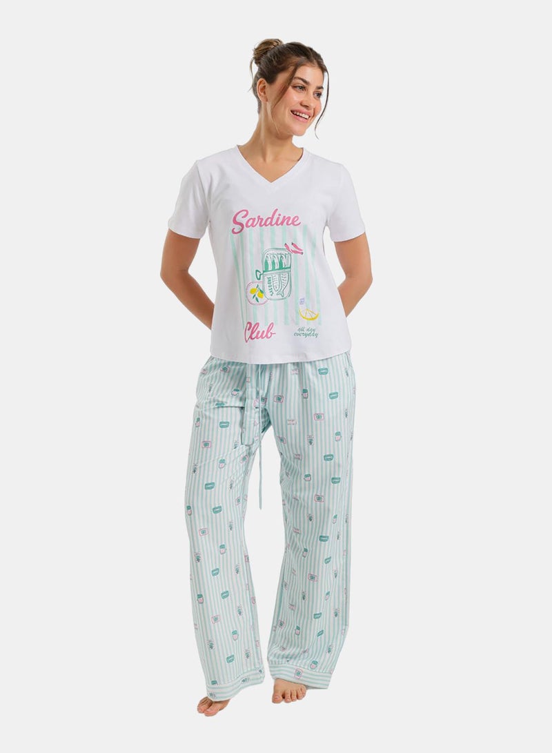 Carina Printed Striped Pyjama Set - Image 1
