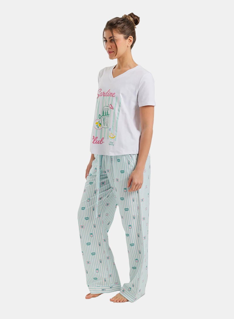 Carina Printed Striped Pyjama Set - Image 3