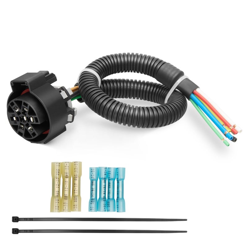 Oyviny Replacement USCAR 7 Pin Trailer Connector Wiring Harness OEM Style for FordGMChevyDodge Ram F150 Trailer Plug Socket Pigtail 1216 AWG Pure Copper with Flex Tubing 16Inch