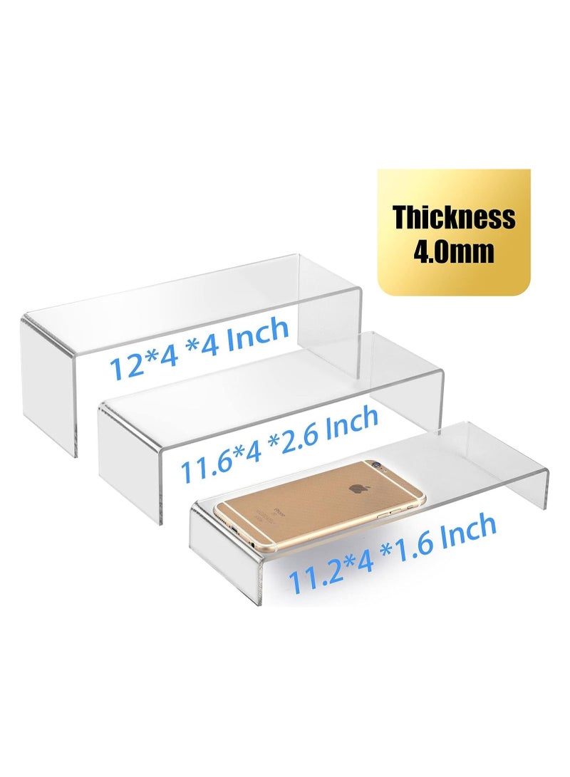 تي بي جي بي قاعدة عرض كبيرة من الأكريليك - رف عرض شفاف مستطيل للمقتنيات، مجموعة من 4 قطع - Image 2