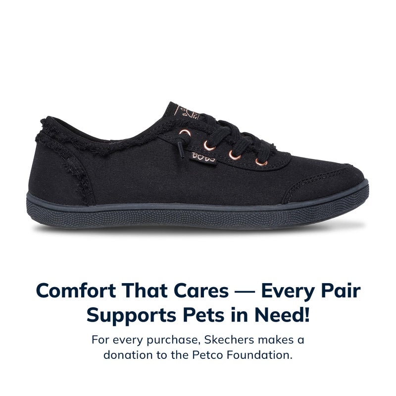 Skechers Women's Bobs B Cute Sneaker â€“ Memory Foam, Flexible Outsole, Lightweight Vegan Shoes, Black/Black, 10 Wide - Image 2