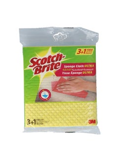Scotch  4-Piece Multi-Purpose Ultra Cleaning Sponge Cloth Wipe Multicolor 22.8 x 19.2 cm UU005544703  - Image 1