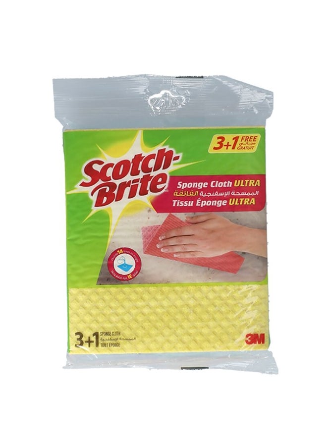 Scotch  4-Piece Multi-Purpose Ultra Cleaning Sponge Cloth Wipe Multicolor 22.8 x 19.2 cm UU005544703  - Image 1