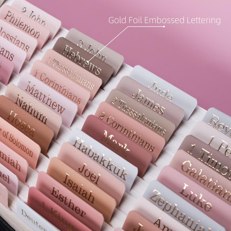 UPAFEXXI-Laminated Bible Tabs for Women and Men (Gold Foil Embossed Lettering) Reposition Large Print tabs, Easy to Read and Apply, 80 Bible Chapters Labels for Easy Navigation(Earth Tone Theme) - Image 2