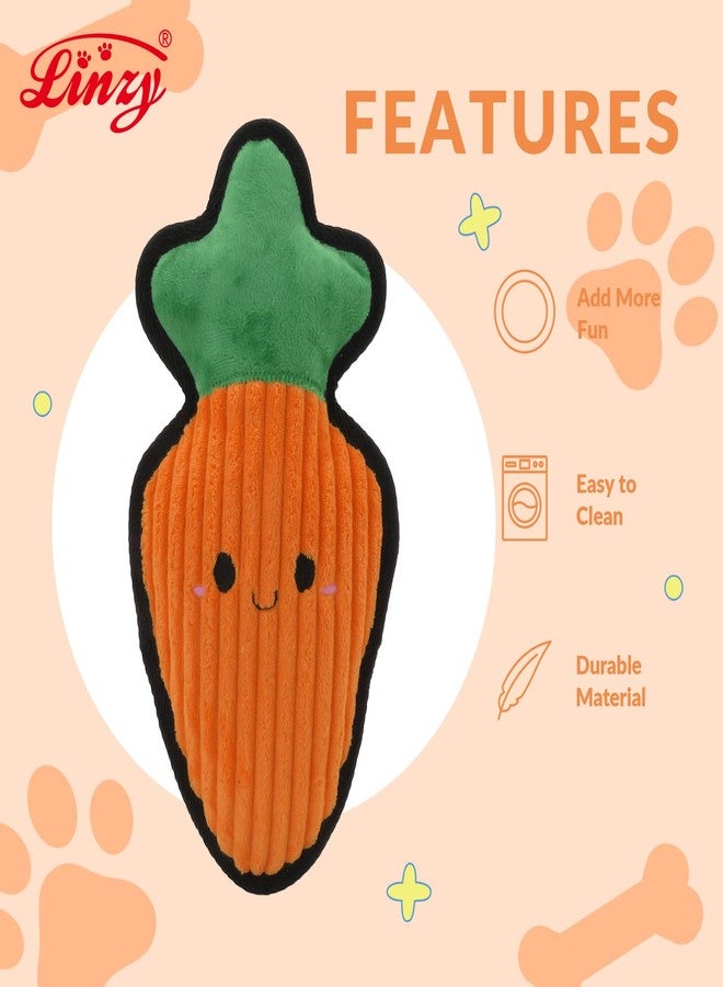 Linzy Plush Durable Carrot Crinkle Pet Toy, Soft Squeaky Chew Toy for Small Medium Large Dogs, Interactive Pet Toy, 12 Inch - Image 2