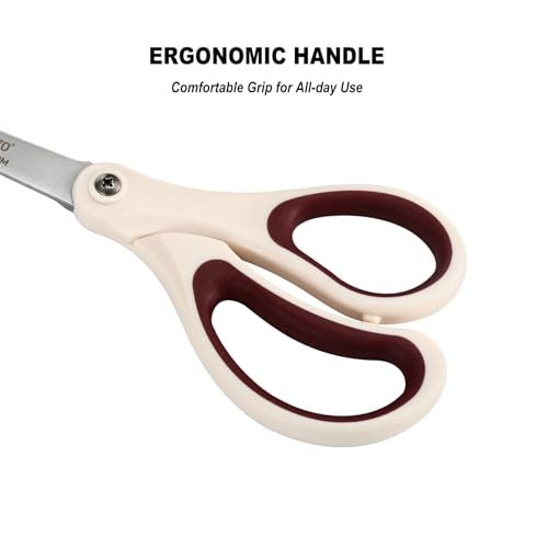 LIVINGO Scissors All Purpose - Titanium Coated Heavy Duty Sharp Stainless Steel Comfortable Shears for Office Home School Cutting Paper Fabric, Sky Blue & Pink & White, 3 Pieces - Image 3